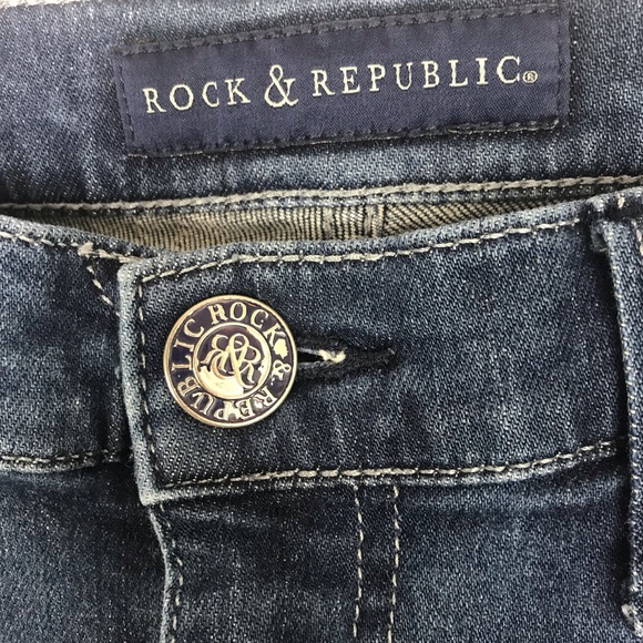 Rock & Republic Kasandra Mid Rise Bootcut Jeans Size 12 Dark Wash Y2K Bling - Picture 13 of 14